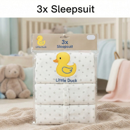 Dreamy Star Cotton Sleepsuit Trio (3-Pack)