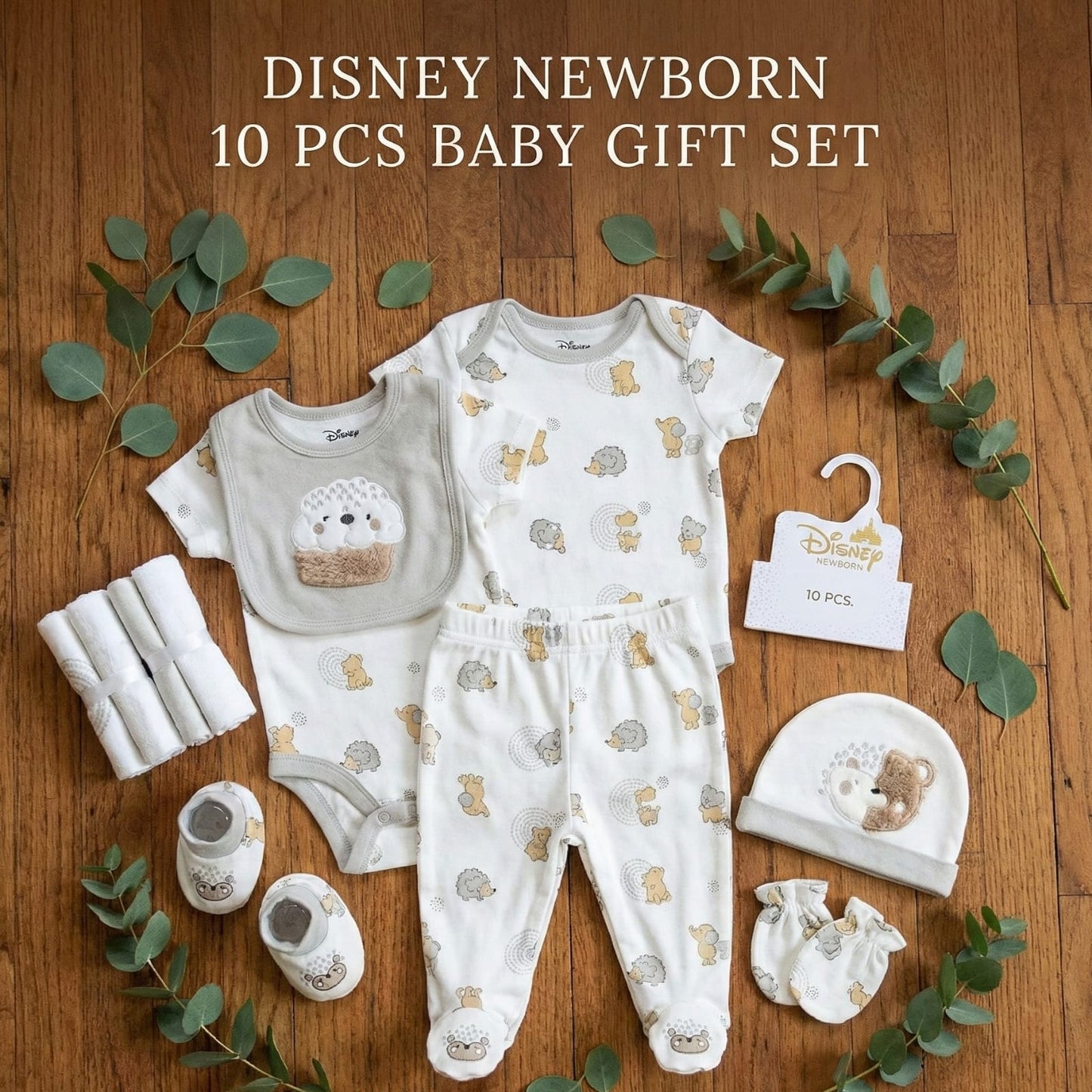 Disney Newborn Hedgehog & Bear 10-Piece Essentials Gift Set