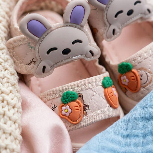 Adorable Pink Bunny & Carrot Toddler Sandals