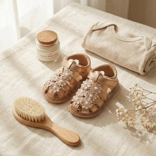 Rose Gold Pearl Blossom Sandals