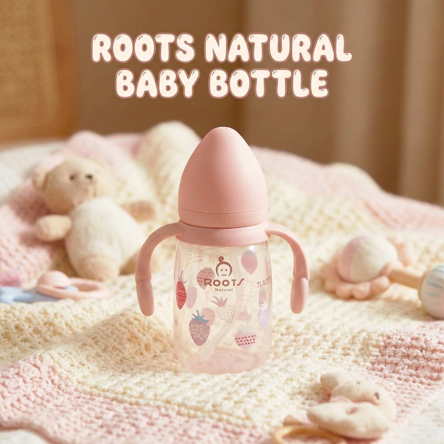 ROOTS Natural "Berry Cute" Easy-Grip Baby Bottle