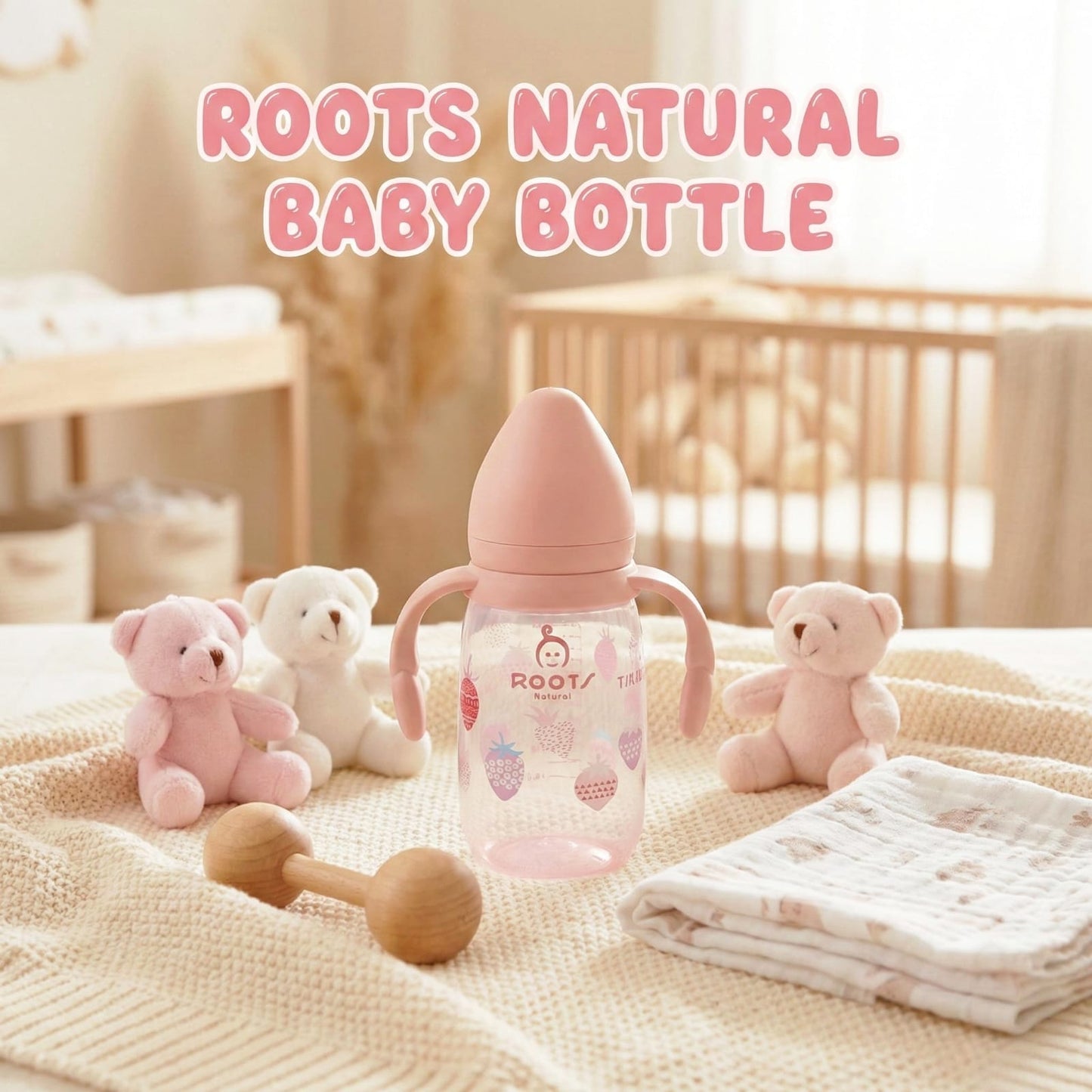 ROOTS Natural "Berry Cute" Easy-Grip Baby Bottle