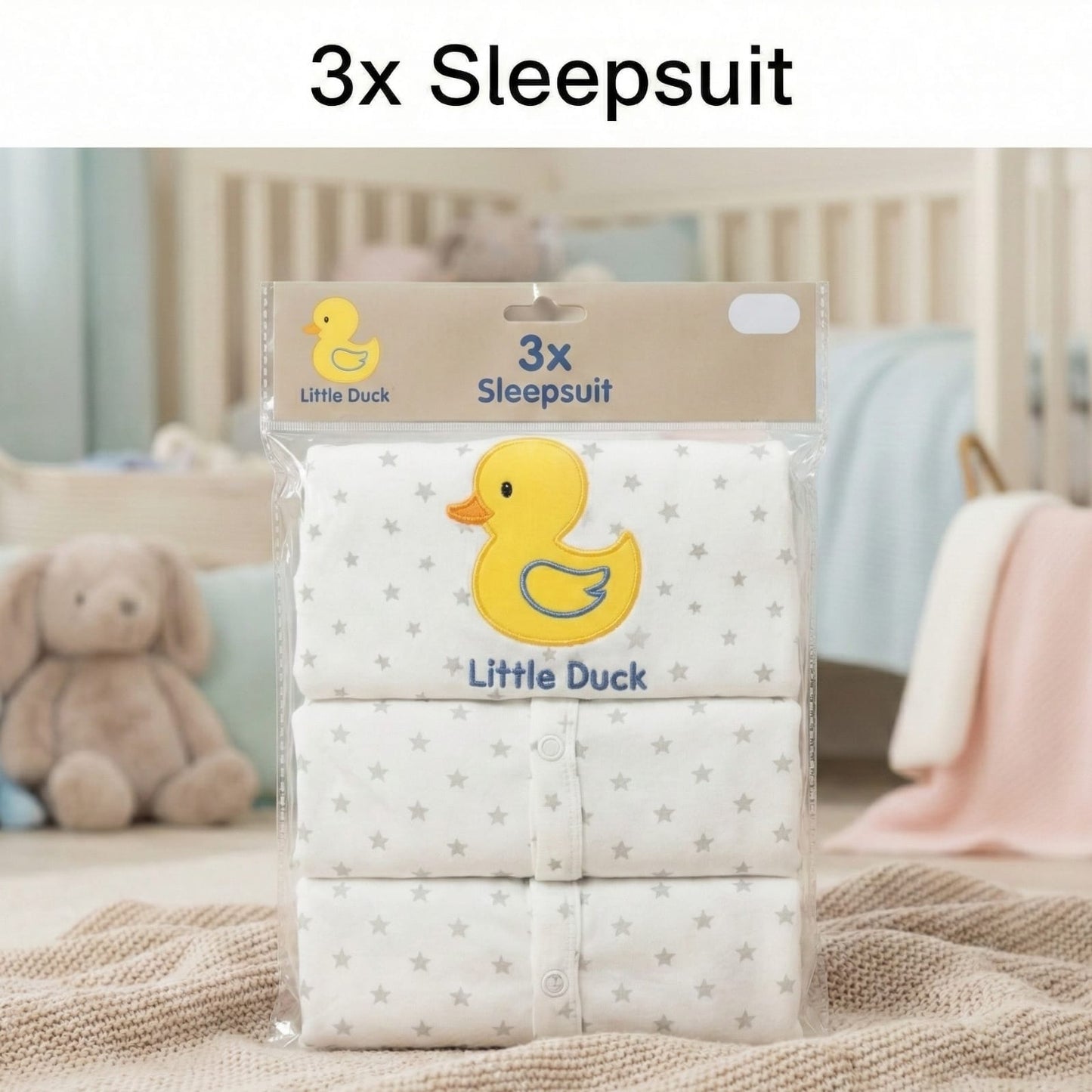 Dreamy Star Cotton Sleepsuit Trio (3-Pack)