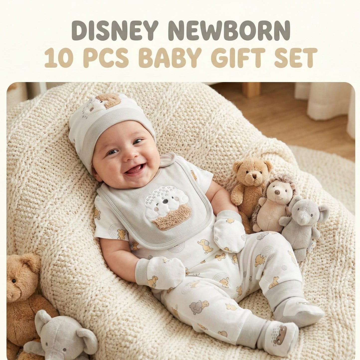 Disney Newborn Hedgehog & Bear 10-Piece Essentials Gift Set