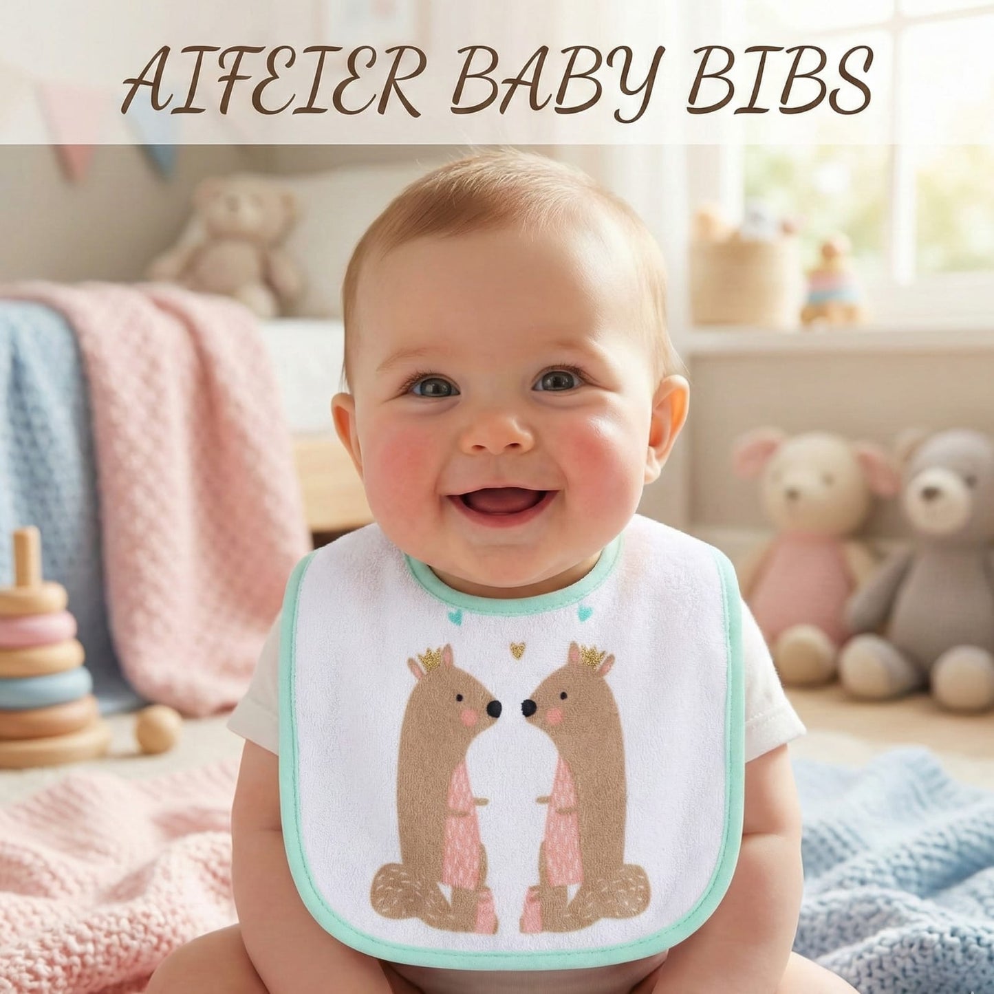 Adorable Squirrel Kiss Baby Bibs