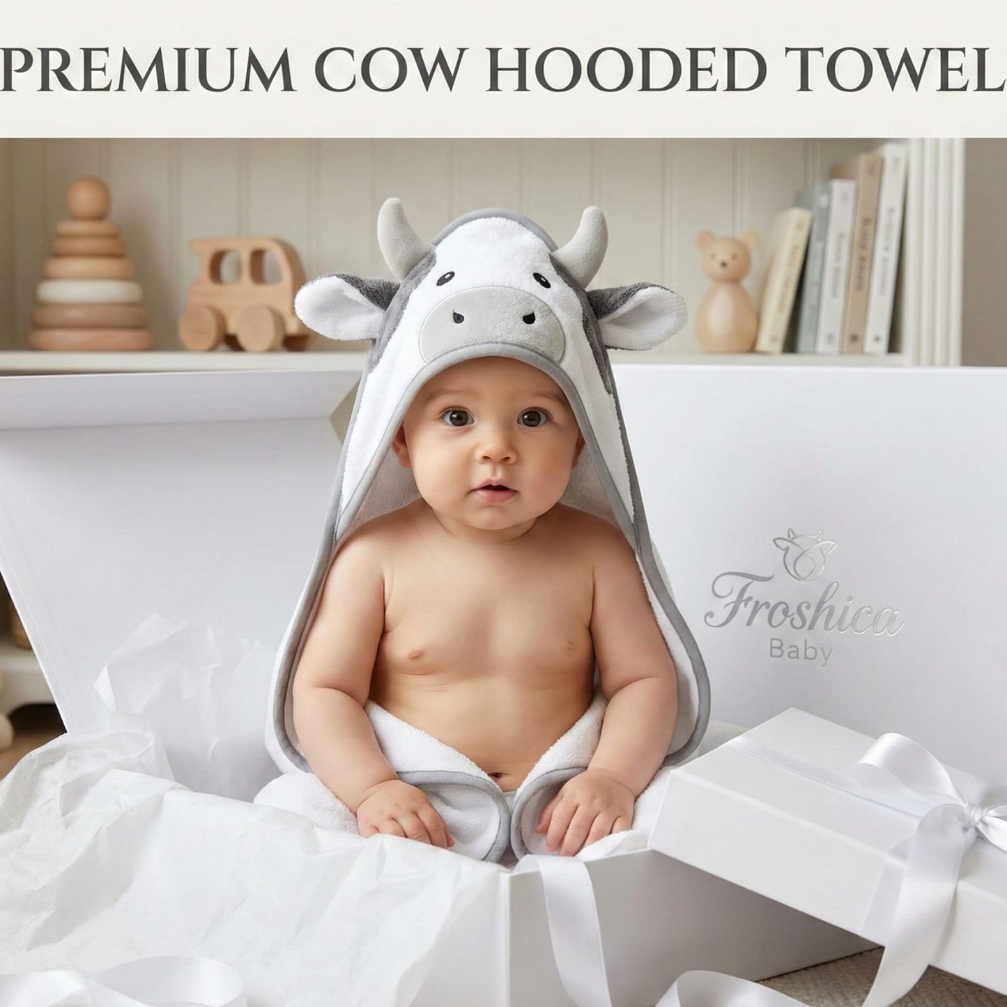 Luxury Cow Hooded Bath Towel