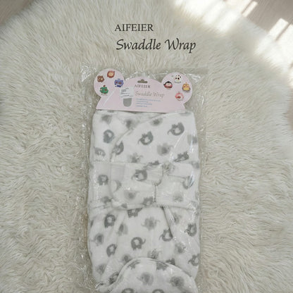 AIFEIER Cozy Elephant Swaddle Wrap & Hat Set