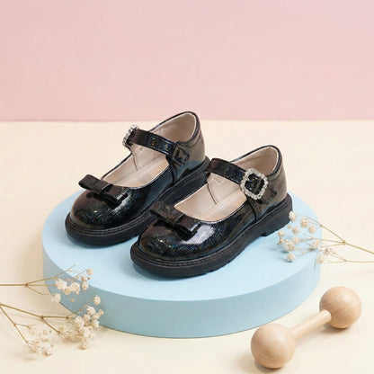 Black Glitter Bow Shoes