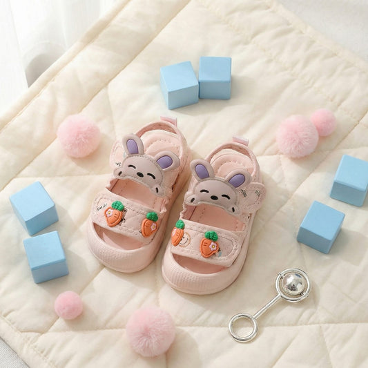 Adorable Pink Bunny & Carrot Toddler Sandals